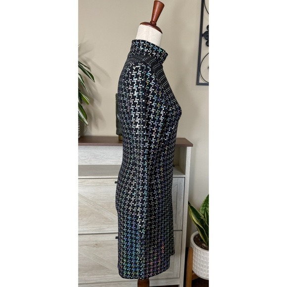 L’AGENCE Cher Black Sparkle Holographic
Mockneck Mini Dress Medium - Picture 5 of 9